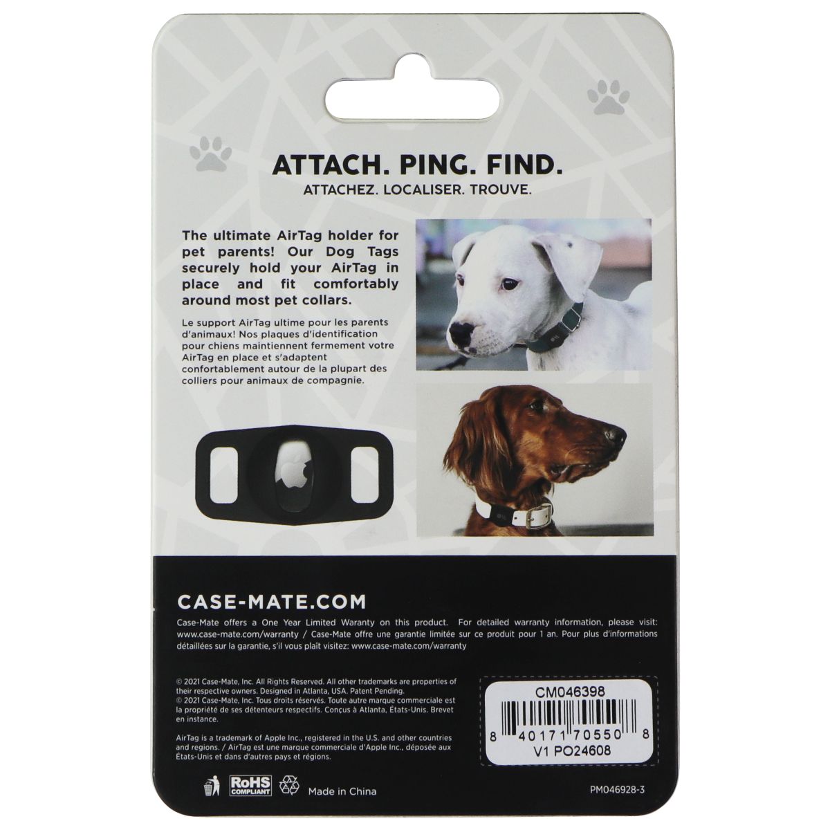 Case-Mate Dog Tag AirTag Holder - Clear (Glow in the Dark) Other Sporting Goods Case-Mate - Simple Cell Bulk Wholesale Pricing - USA Seller