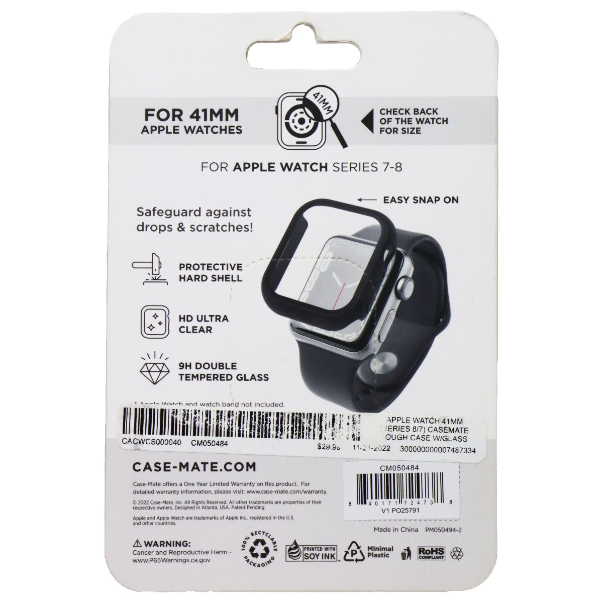 Case-Mate Tough Watch Case for 41mm Apple Watch Series 7-8 (Black) Smart Watch Accessories - Smart Watch Cases Case-Mate - Simple Cell Bulk Wholesale Pricing - USA Seller
