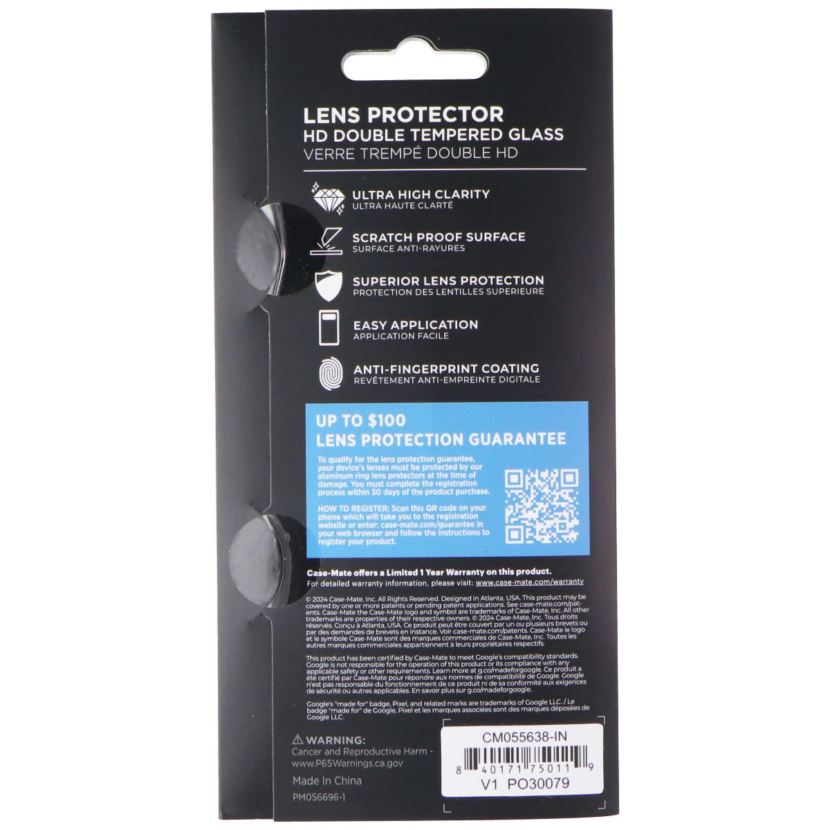 Case-Mate Double Tempered Glass Lens Protector for Google Pixel 9a Cell Phone - Screen Protectors Case-Mate - Simple Cell Bulk Wholesale Pricing - USA Seller