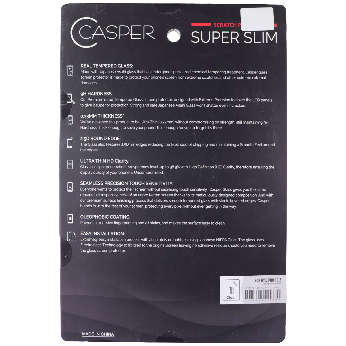 Casper Premium Tempered Glass Screen Protector for Apple iPad Pro (10.2-inch)