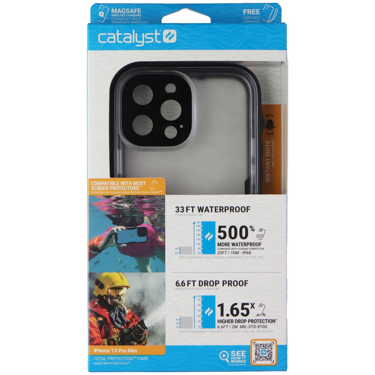 Catalyst Total Protection Case for Apple iPhone 13 Pro Max - Black/Clear Cell Phone - Cases, Covers & Skins Catalyst - Simple Cell Bulk Wholesale Pricing - USA Seller