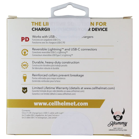 CellHelmet 3 Foot Lightning (8-pin) to USB-C Charge Cable - White Cell Phone - Cables & Adapters CellHelmet - Simple Cell Bulk Wholesale Pricing - USA Seller