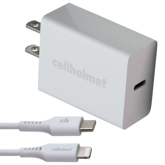 CellHelmet 20W PD Wall Charger and (3-Ft) 8-Pin Lightning to USB-C Cable - White