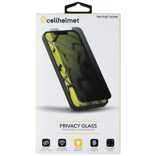 CellHelmet Privacy Glass Tempered Glass for Apple iPhone 15 Plus Cell Phone - Screen Protectors CellHelmet - Simple Cell Bulk Wholesale Pricing - USA Seller