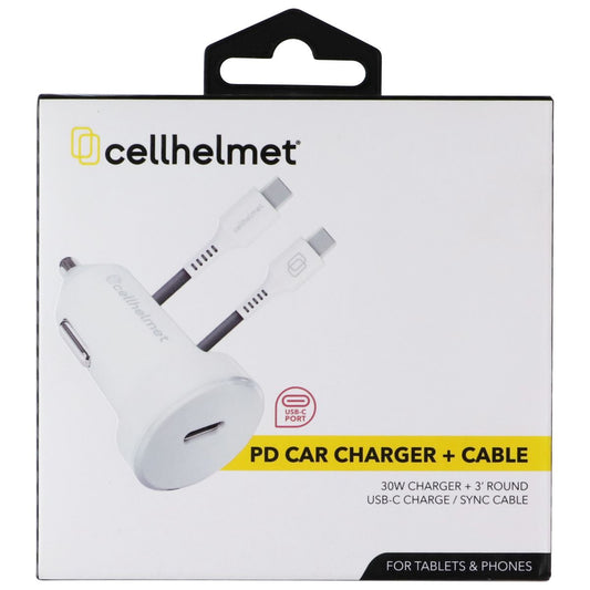 CellHelmet 30W PD Car Charger + 3 Foot Round USB-C to C Cable Cell Phone - Chargers & Cradles CellHelmet - Simple Cell Bulk Wholesale Pricing - USA Seller