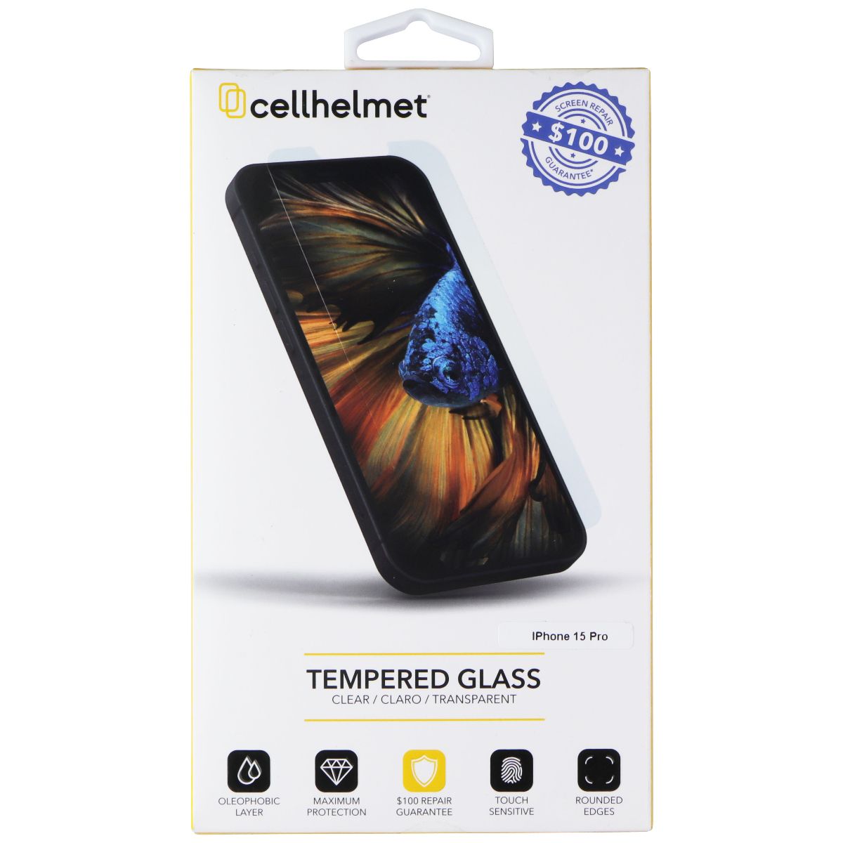 CellHelmet Tempered Glass Screen Protector for Apple iPhone 15 Pro Cell Phone - Screen Protectors CellHelmet    - Simple Cell Bulk Wholesale Pricing - USA Seller