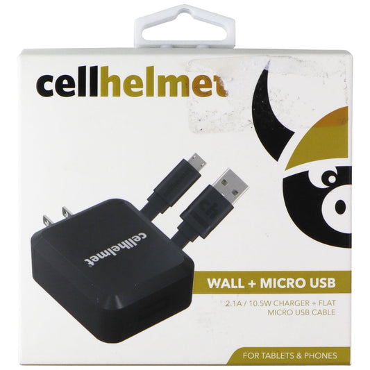 CellHelmet  2.1A / 10.5W Wall Charger & Micro USB Cable - Black Cell Phone - Cables & Adapters CellHelmet    - Simple Cell Bulk Wholesale Pricing - USA Seller