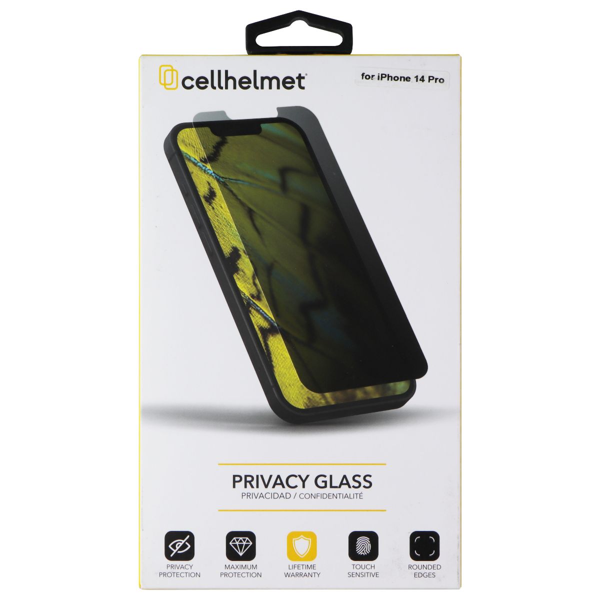 CellHelmet Privacy Glass for Apple iPhone 14 Pro Cell Phone - Screen Protectors CellHelmet - Simple Cell Bulk Wholesale Pricing - USA Seller