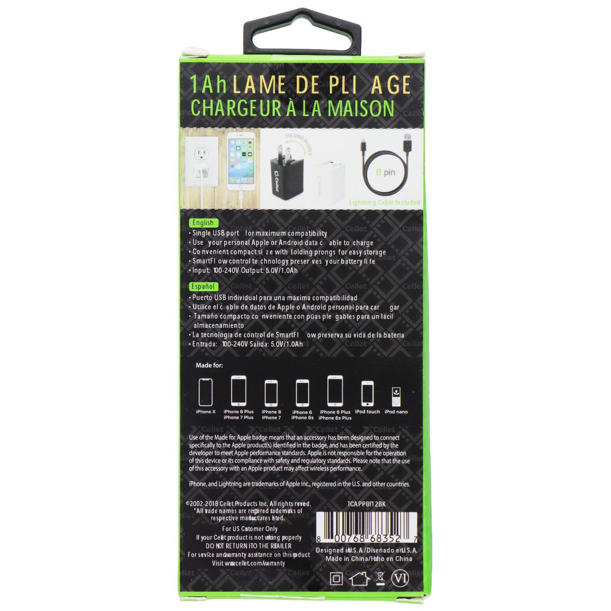 Cellet (4-Ft) Lightning 8-Pin to USB Charge/Sync Cable - Black (TCAPP8F1) Cell Phone - Chargers & Cradles Cellet - Simple Cell Bulk Wholesale Pricing - USA Seller