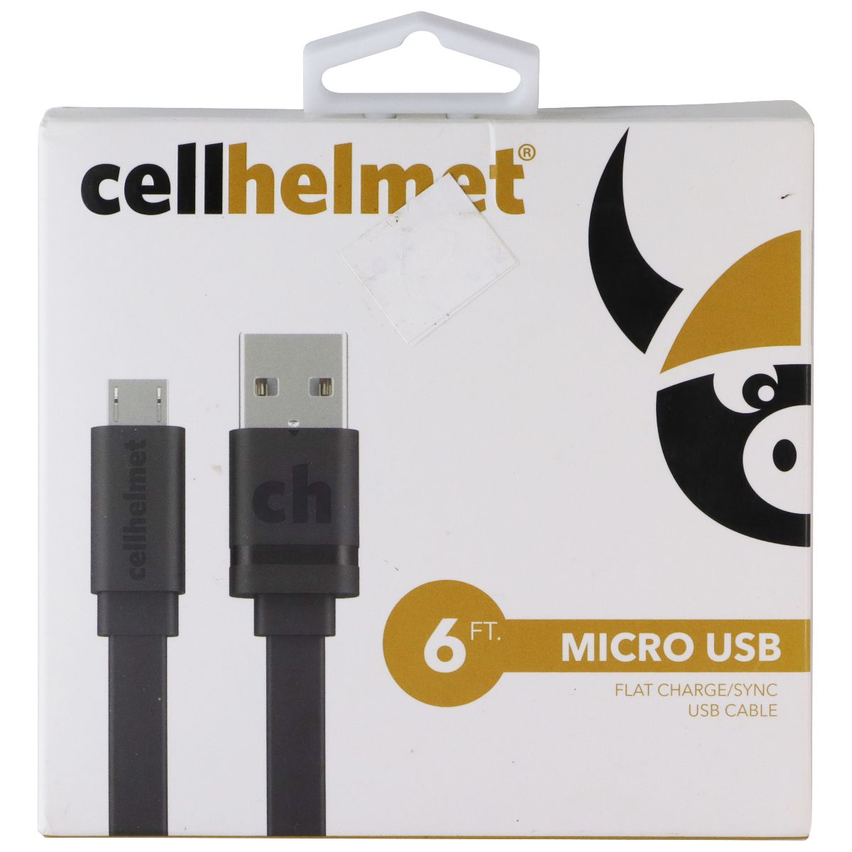 CellHelment Micro-USB Charge and Sync Cable - 6ft Flat Black