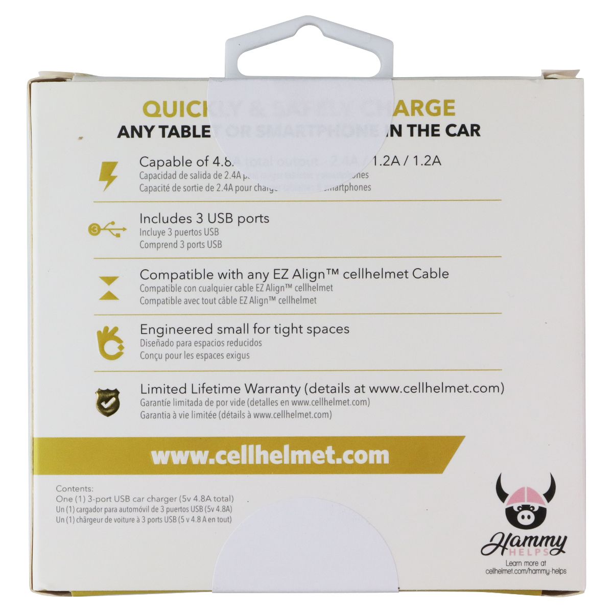 CellHelmet 3 Port USB 5V/4.8A Car Charger - Black
