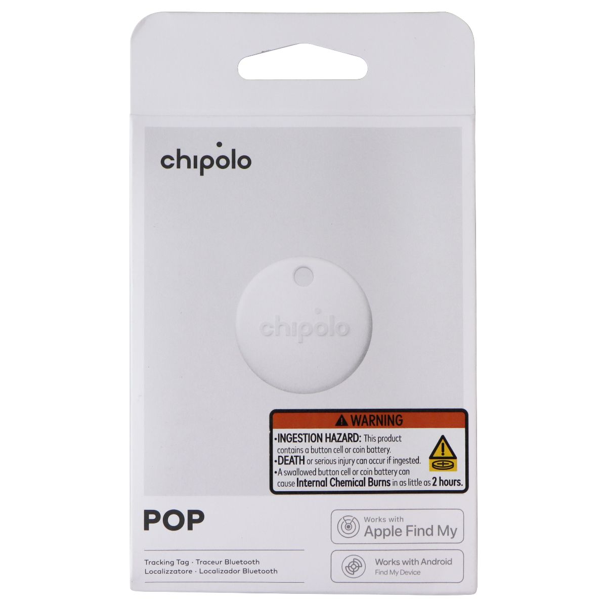 Chipolo POP Tracker Tag For Apple and Google Devices - White GPS Accessories & Tracking - Tracking Devices Chipolo - Simple Cell Bulk Wholesale Pricing - USA Seller