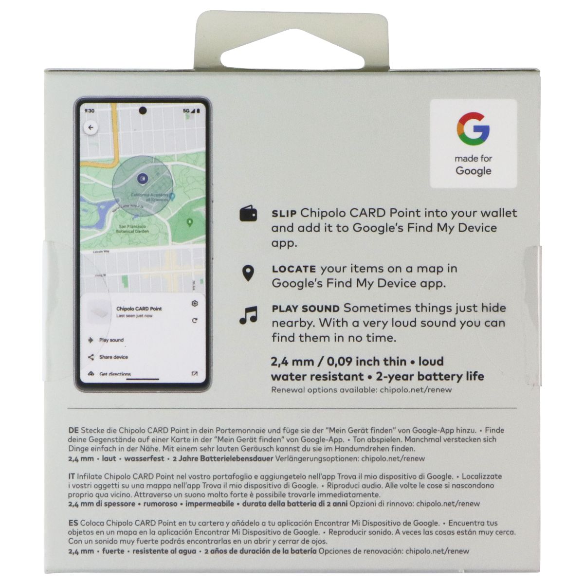 Chipolo Card Point Bluetooth Wallet Finder for Android Devices ONLY - White GPS Accessories & Tracking - Tracking Devices Chipolo - Simple Cell Bulk Wholesale Pricing - USA Seller