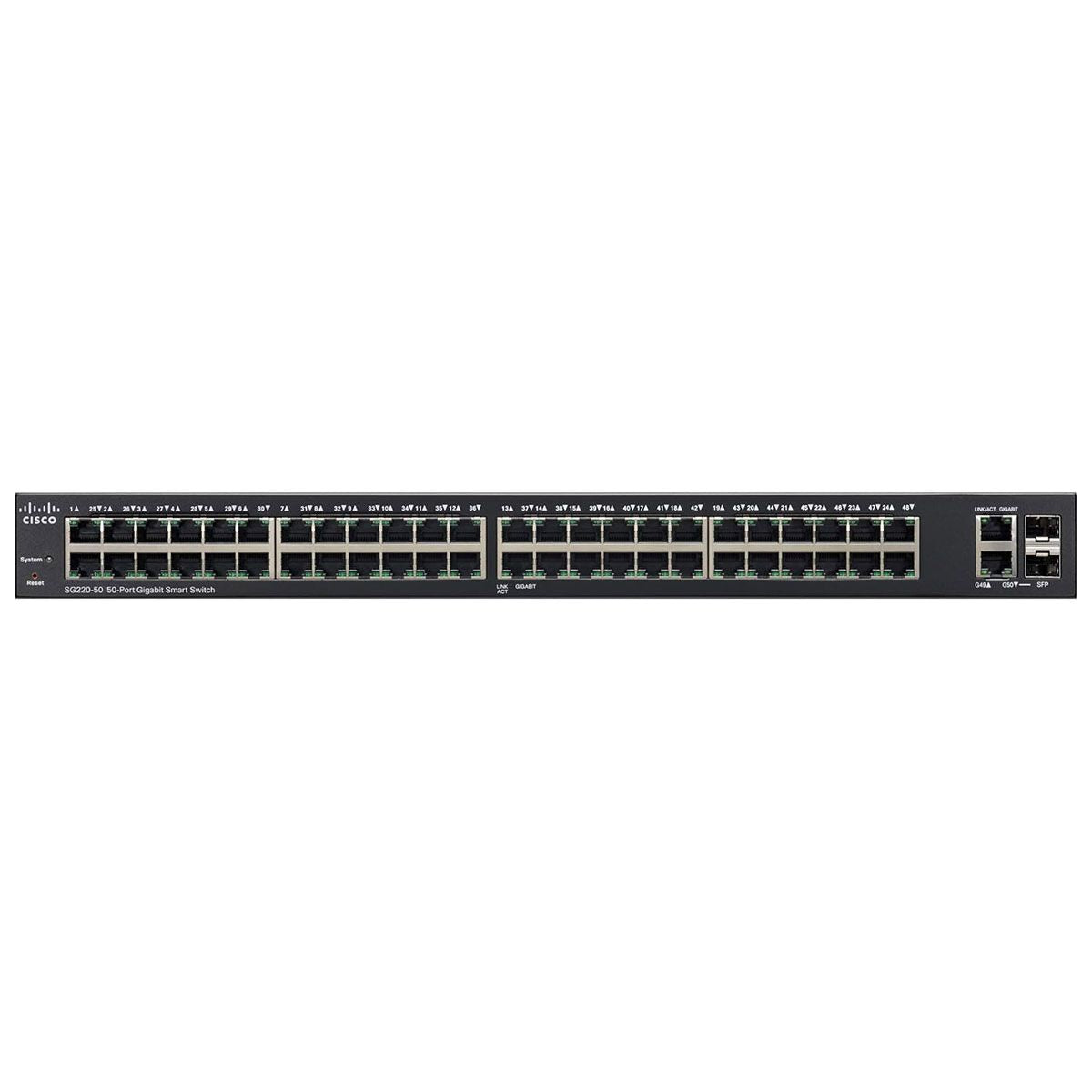 Cisco SG220-50 Smart Switch 50 Gigabit Ethernet 2 Gigabit Eth Combo Mini-GBIC Networking - Network Switches Cisco - Simple Cell Bulk Wholesale Pricing - USA Seller