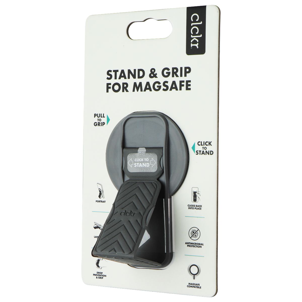 CLCKR Stand & Grip for MagSafe on Compatible iPhones - Gray Cell Phone - Mounts & Holders Clckr    - Simple Cell Bulk Wholesale Pricing - USA Seller