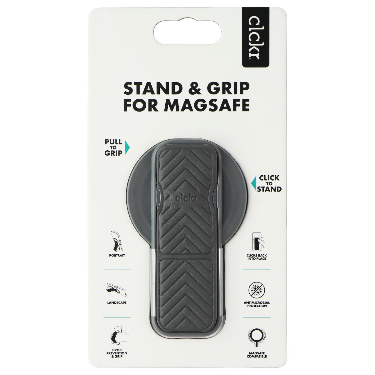 CLCKR Stand & Grip for MagSafe on Compatible iPhones - Gray Cell Phone - Mounts & Holders Clckr - Simple Cell Bulk Wholesale Pricing - USA Seller