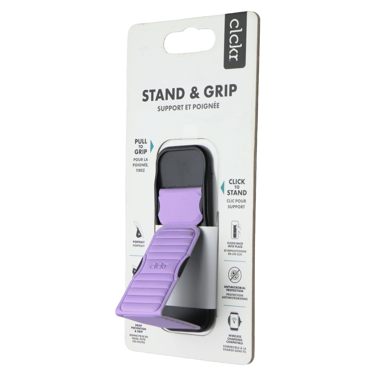 Clckr Adhesive Stand and Grip for Smartphones - Purple Cell Phone - Mounts & Holders Clckr - Simple Cell Bulk Wholesale Pricing - USA Seller