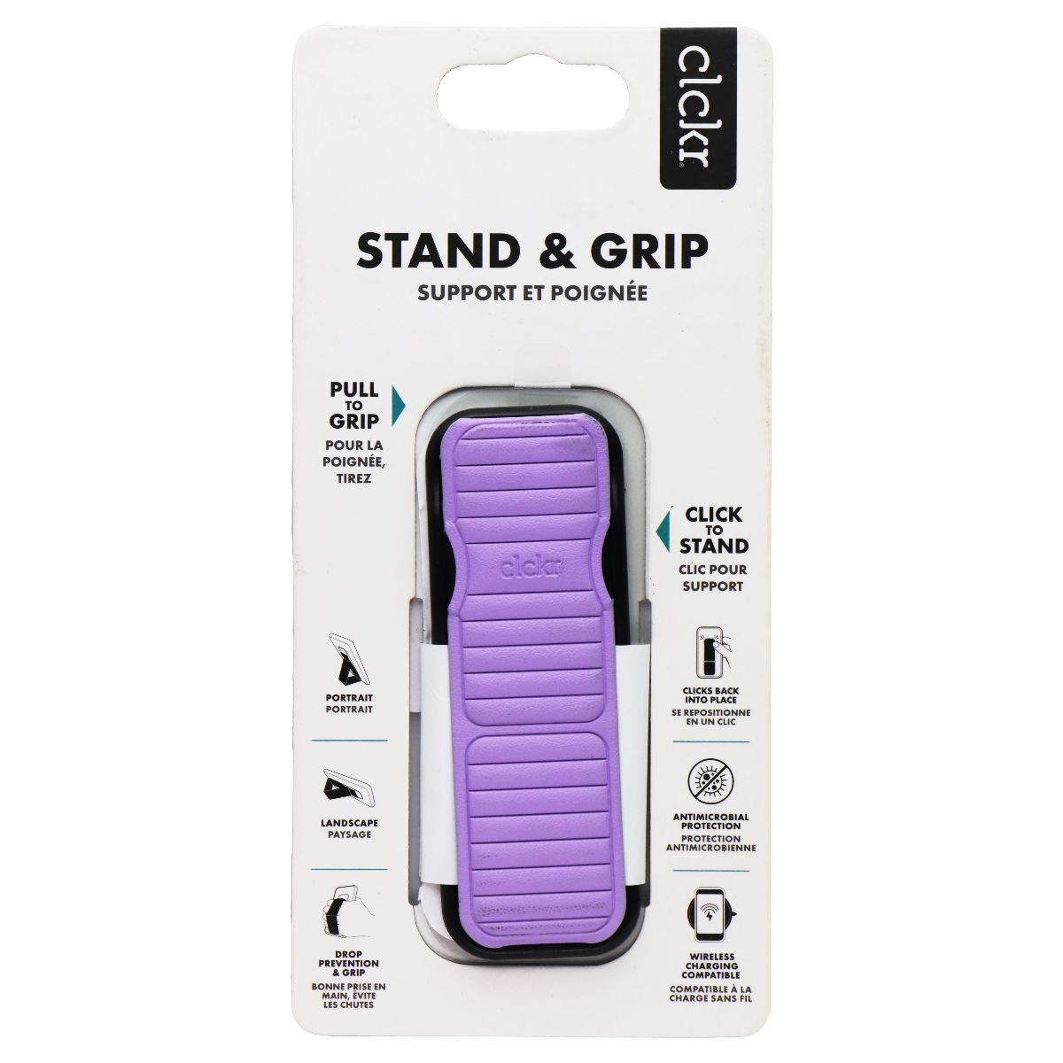Clckr Adhesive Stand and Grip for Smartphones - Purple Cell Phone - Mounts & Holders Clckr - Simple Cell Bulk Wholesale Pricing - USA Seller