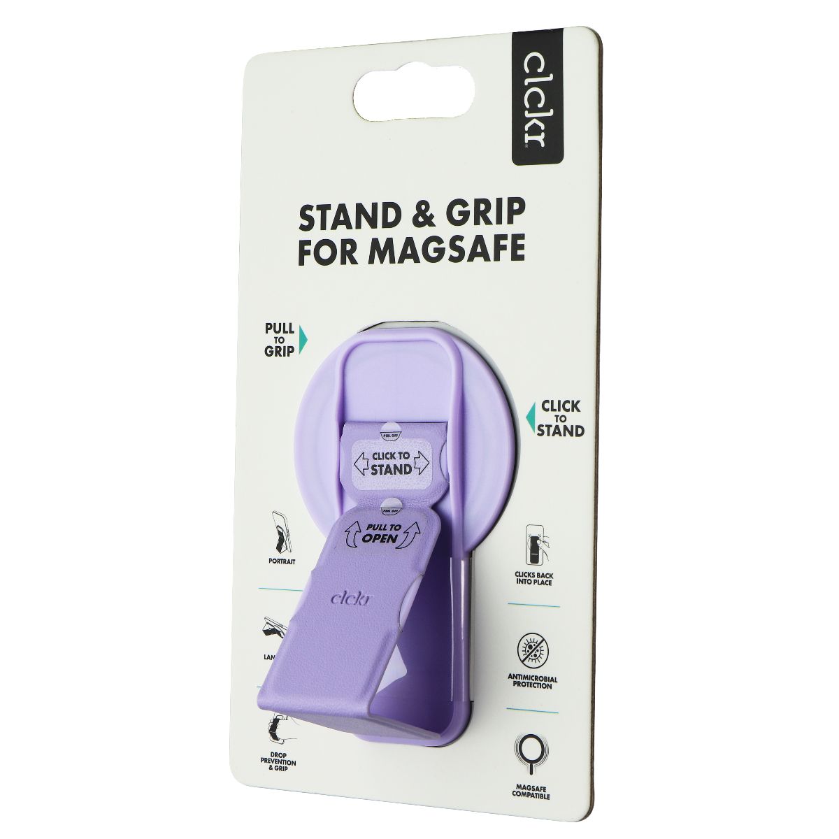 CLCKR Stand & Grip for MagSafe on Compatible iPhones - Lilac Cell Phone - Mounts & Holders Clckr    - Simple Cell Bulk Wholesale Pricing - USA Seller