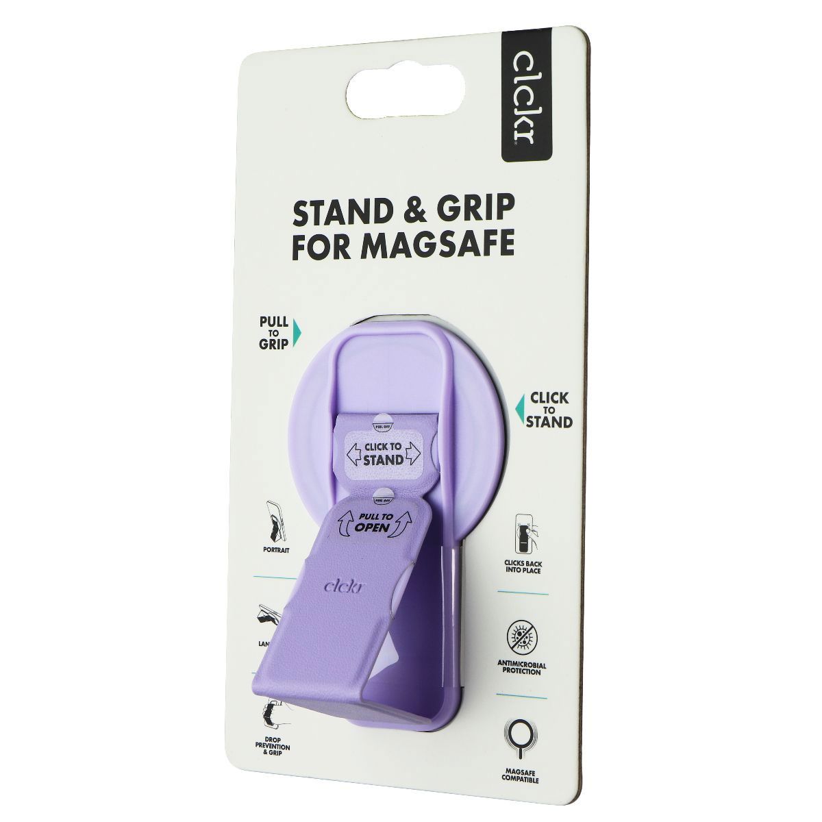 CLCKR Stand & Grip for MagSafe on Compatible iPhones - Lilac Cell Phone - Mounts & Holders Clckr - Simple Cell Bulk Wholesale Pricing - USA Seller