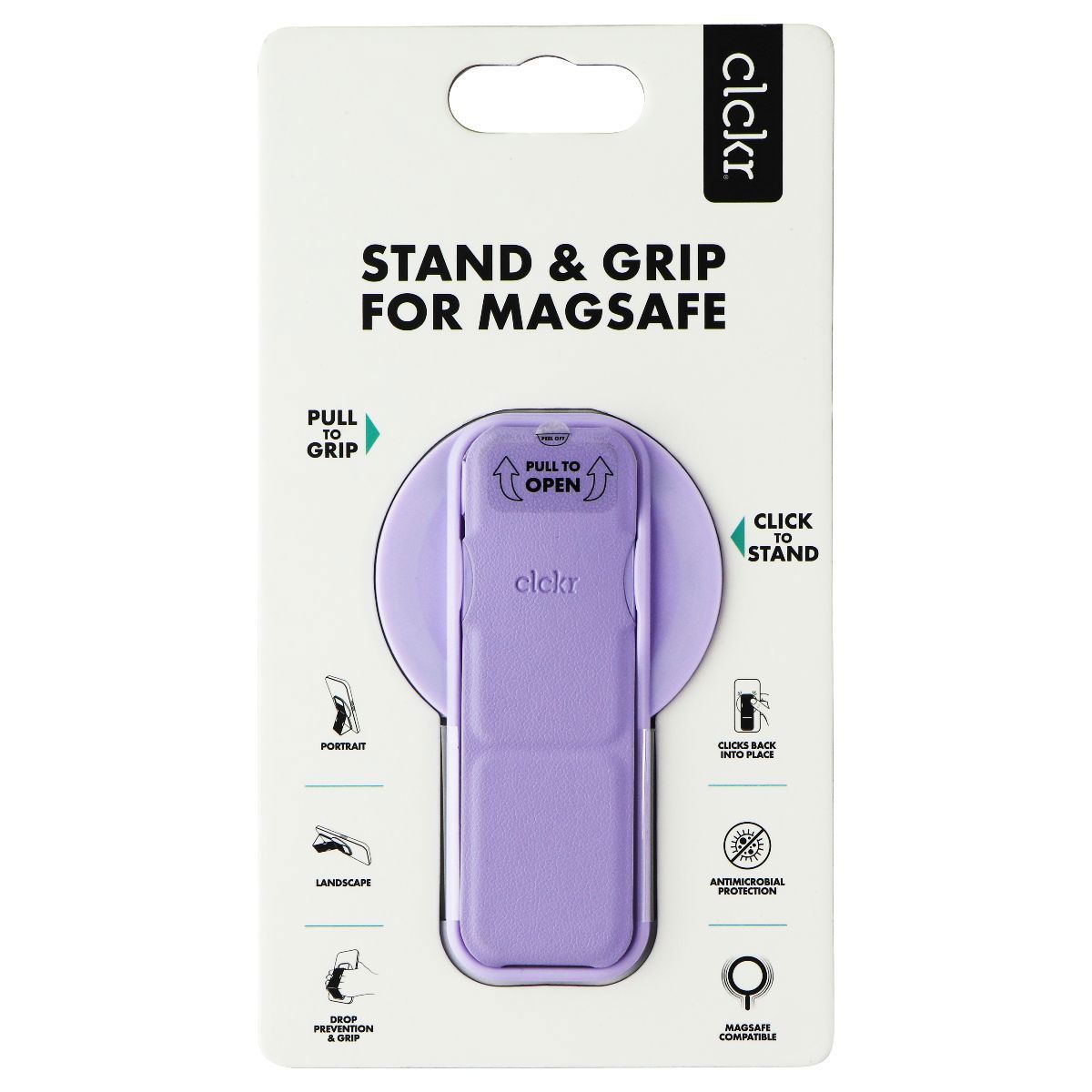 CLCKR Stand & Grip for MagSafe on Compatible iPhones - Lilac Cell Phone - Mounts & Holders Clckr - Simple Cell Bulk Wholesale Pricing - USA Seller