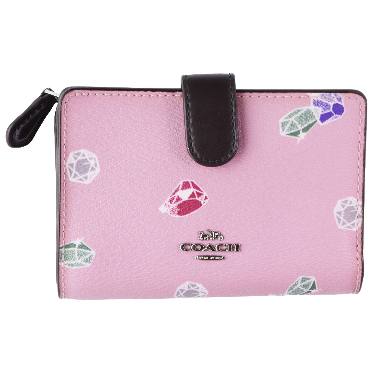 Coach x Disney Wallet with Change Pouch and Card Slots - Pink with Emerald Print Womens Handbags & Purses Coach - Simple Cell Bulk Wholesale Pricing - USA Seller