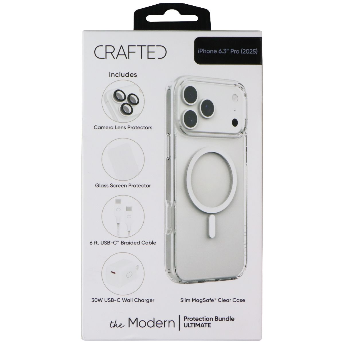 Crafted 5-in-1 Protection Bundle ULTIMATE for Apple iPhone 17 Pro - Clear Cell Phone - Accessory Bundles Crafted - Simple Cell Bulk Wholesale Pricing - USA Seller