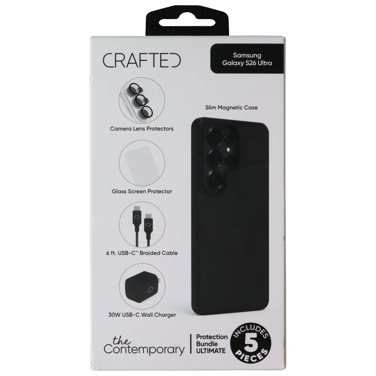 Crafted Contemporary 5-Piece Protection Bundle for Galaxy S26 Ultra - Black