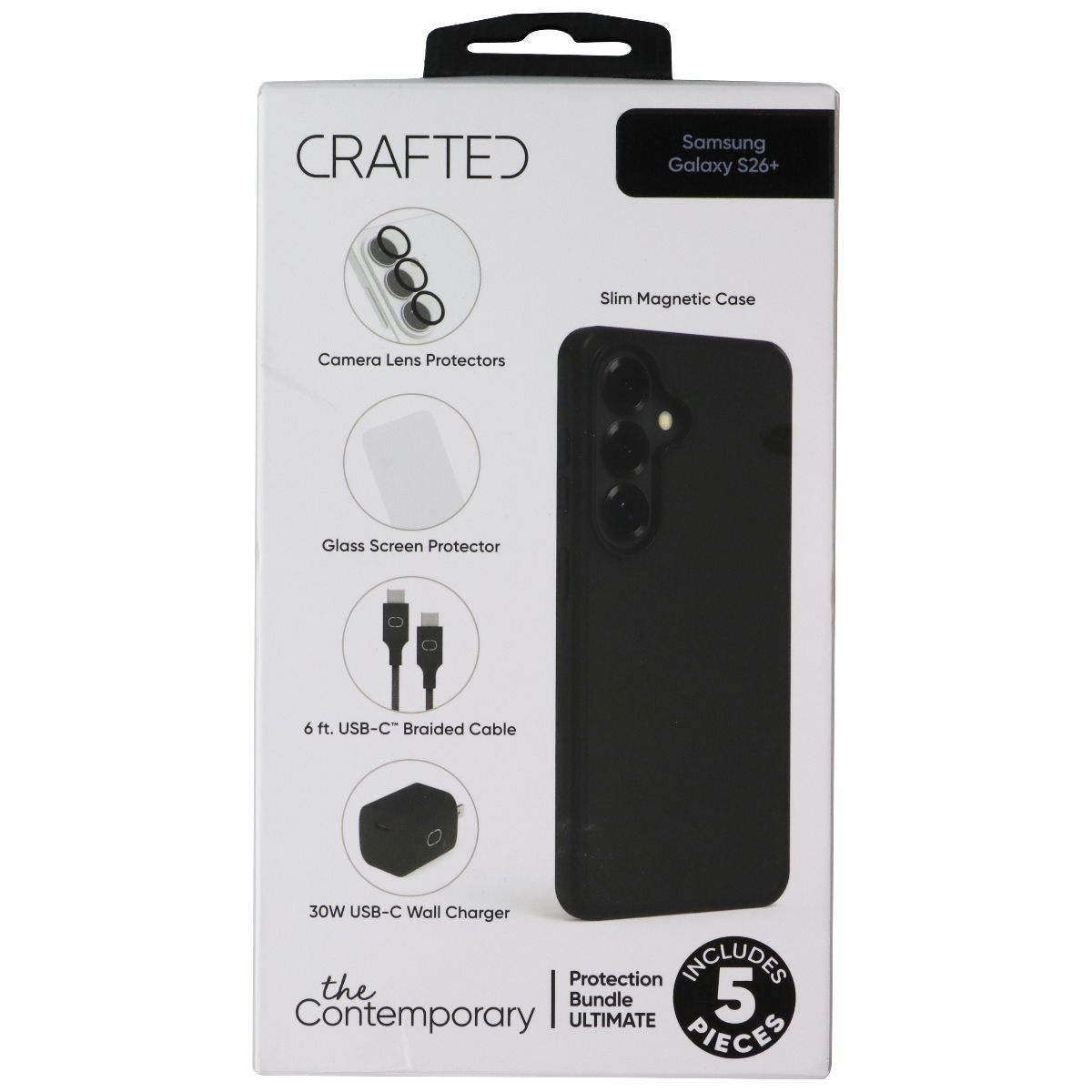 Crafted Contemporary 5-Piece Protection Bundle for Galaxy S26 Plus - Black