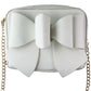 Crossi Leather Zip-Up Bowtie Handbag Purse with Shoulder Strap - White/Gold Womens Handbags & Purses Crossi - Simple Cell Bulk Wholesale Pricing - USA Seller