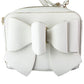 Crossi Leather Zip-Up Bowtie Handbag Purse with Shoulder Strap - White/Gold Womens Handbags & Purses Crossi - Simple Cell Bulk Wholesale Pricing - USA Seller
