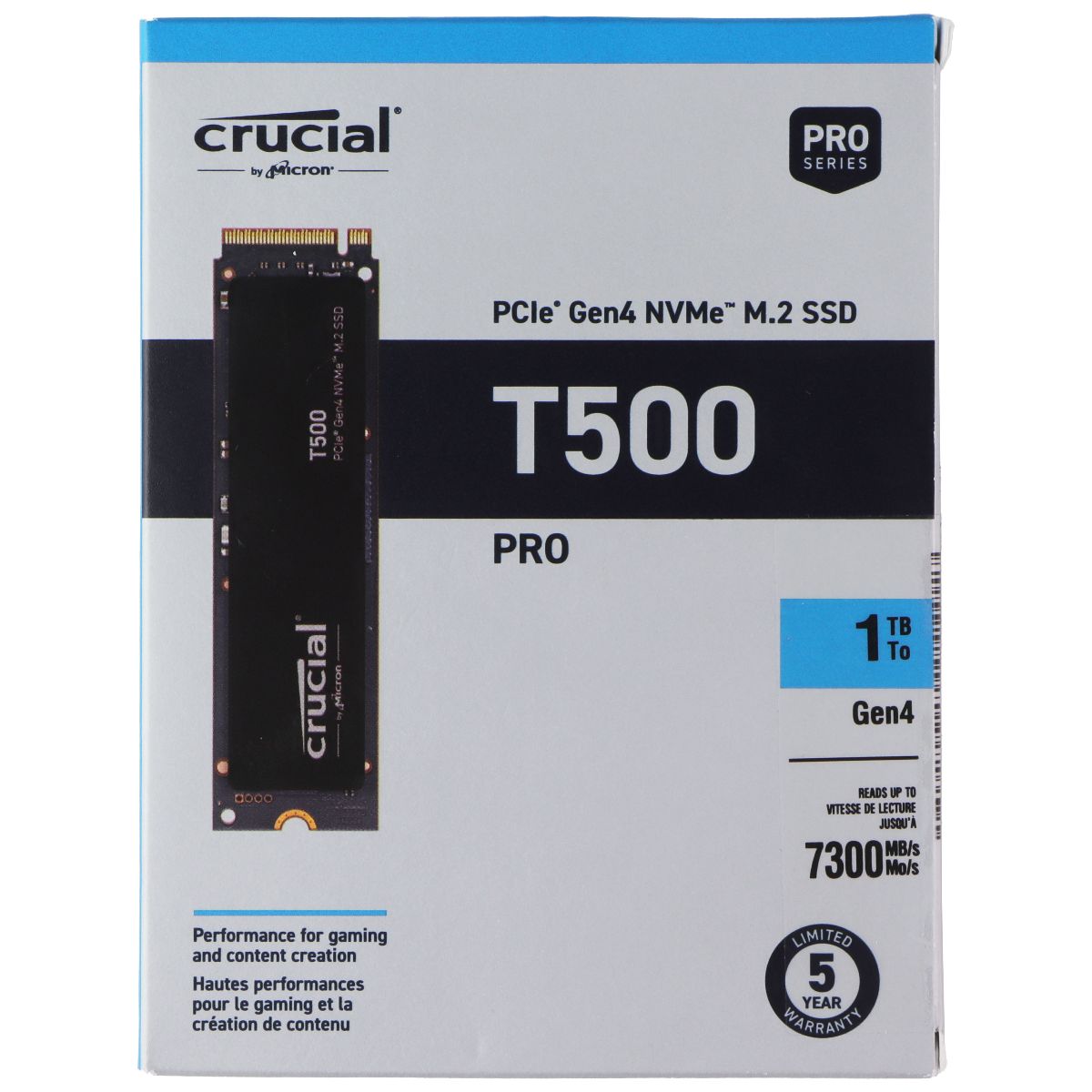 Crucial T500 Pro 1TB Gen4 NVMe M.2 Internal Gaming SSD (CT1000T500SSD8) Digital Storage - Solid State Drives Crucial - Simple Cell Bulk Wholesale Pricing - USA Seller