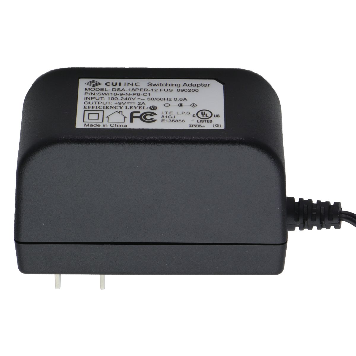 CUI INC Switching Adapter (9V/2A) Power Supply - (DSA-18PFR-12 FUS 090200) Multipurpose Batteries & Power - Multipurpose AC to DC Adapters CUI INC - Simple Cell Bulk Wholesale Pricing - USA Seller