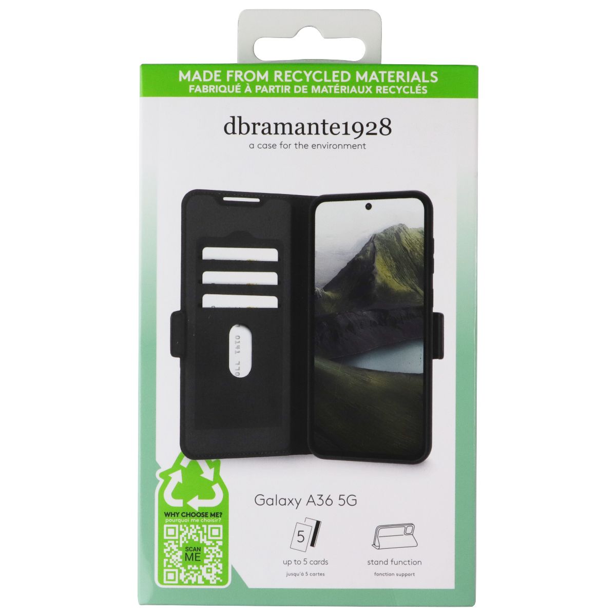 dbramante1928 Wallet Folio Case for Samsung Galaxy A36 5G - Black Leather