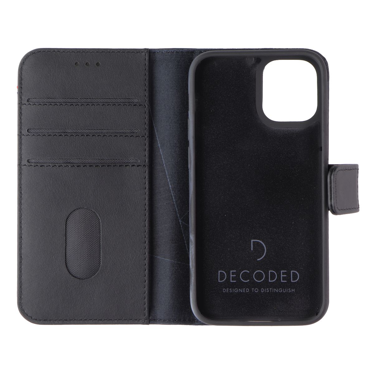 Decoded Detachable 2-in-1 Wallet Case for Apple iPhone 12 Mini - Black Leather Cell Phone - Cases, Covers & Skins Decoded - Simple Cell Bulk Wholesale Pricing - USA Seller