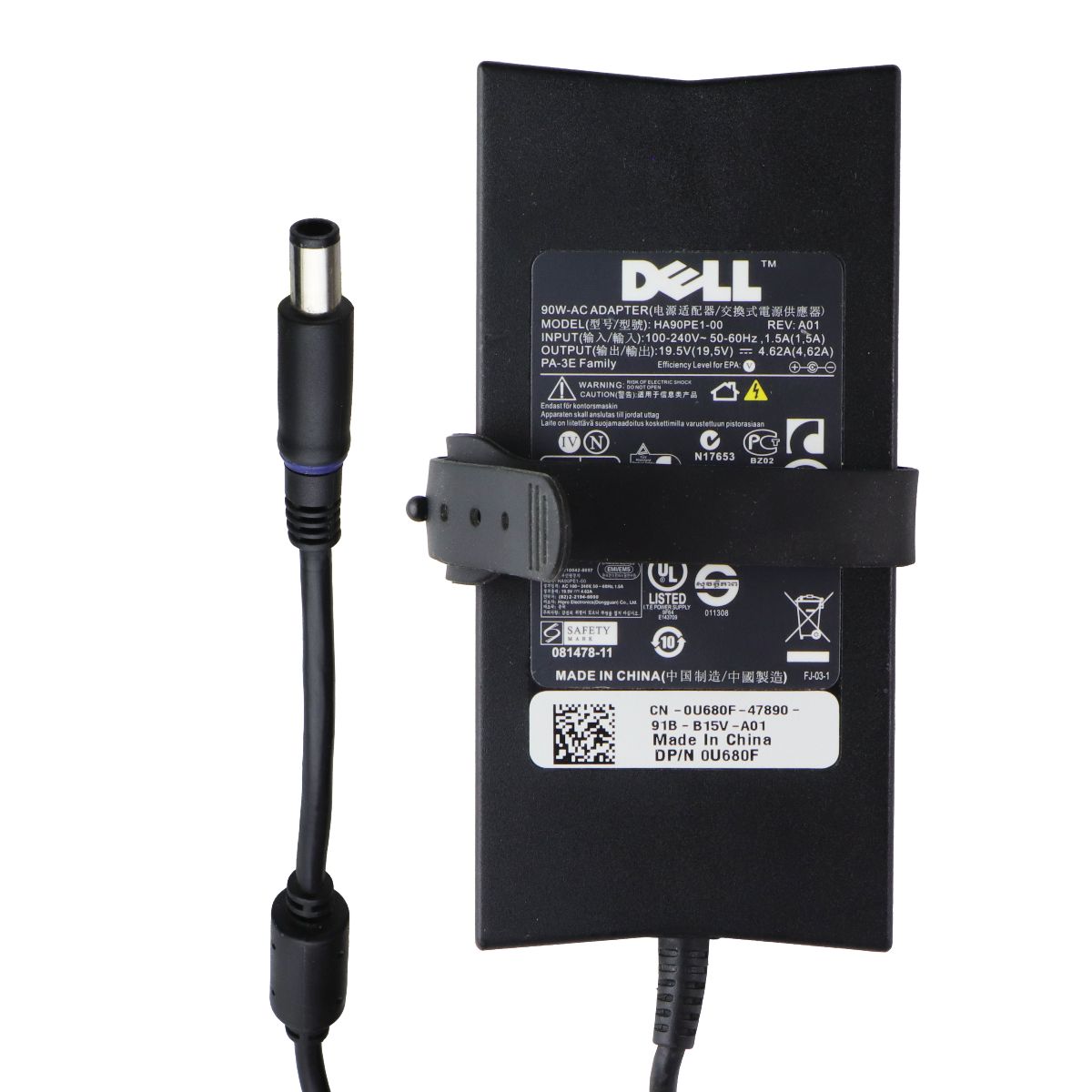 Dell 90W (19.5V/4.62A) (HA90PE1-00) AC Adapter Power Supply - Black Computer Accessories - Laptop Power Adapters/Chargers Dell - Simple Cell Bulk Wholesale Pricing - USA Seller