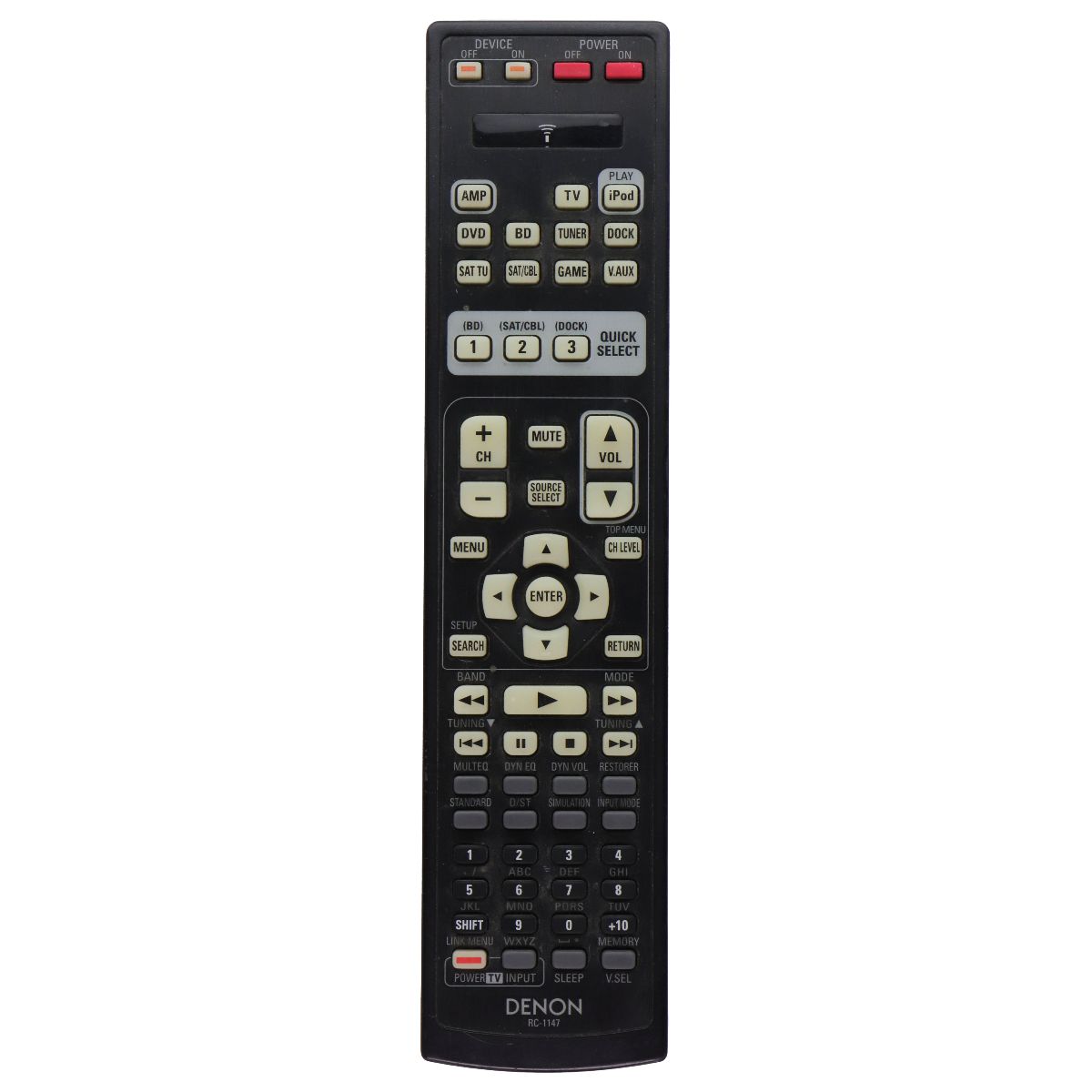 Denon OEM Remote Control (RC-1147) for Select Denon Receivers - Black TV, Video & Audio Accessories - Remote Controls Denon - Simple Cell Bulk Wholesale Pricing - USA Seller