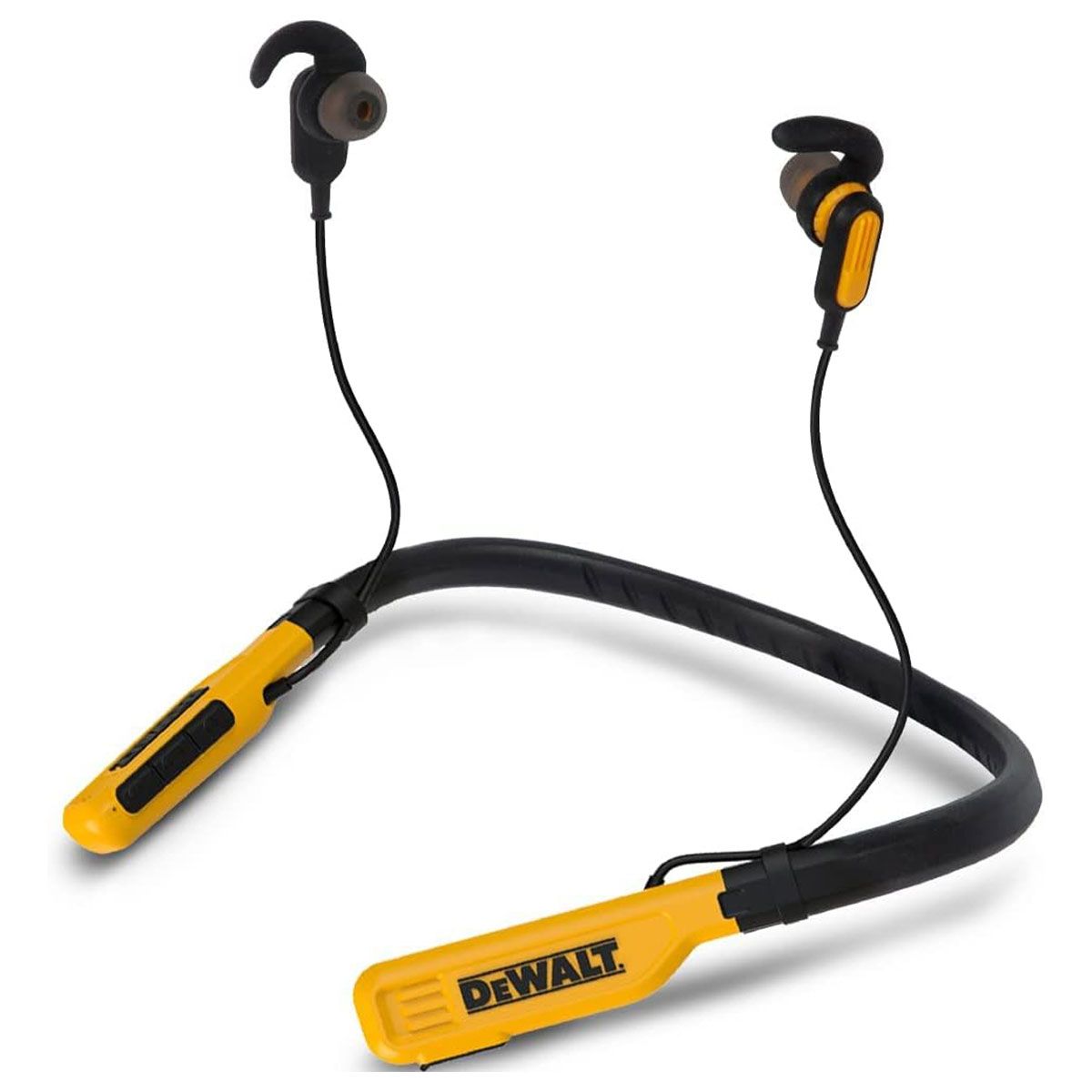 DeWalt Jobsite Pro Wireless Bluetooth IPX6 Earphones - Black/Yellow Portable Audio - Headphones Dewalt - Simple Cell Bulk Wholesale Pricing - USA Seller