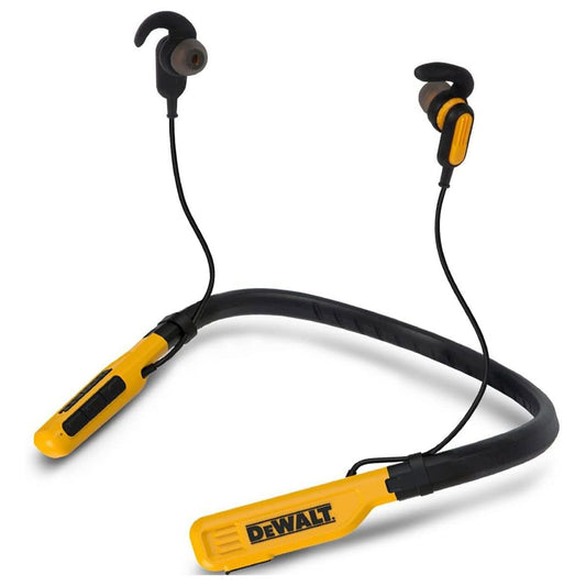 DeWalt Jobsite Pro Wireless Bluetooth IPX6 Earphones - Black/Yellow Portable Audio - Headphones Dewalt - Simple Cell Bulk Wholesale Pricing - USA Seller