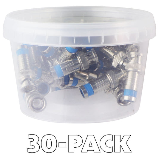 Eclipse Pro (30-Pack) BNC Connectors for RG6 Quad Shield Coax Cable CCTV Video Computer/Network - Power Cables & Connectors Eclipse Pro - Simple Cell Bulk Wholesale Pricing - USA Seller