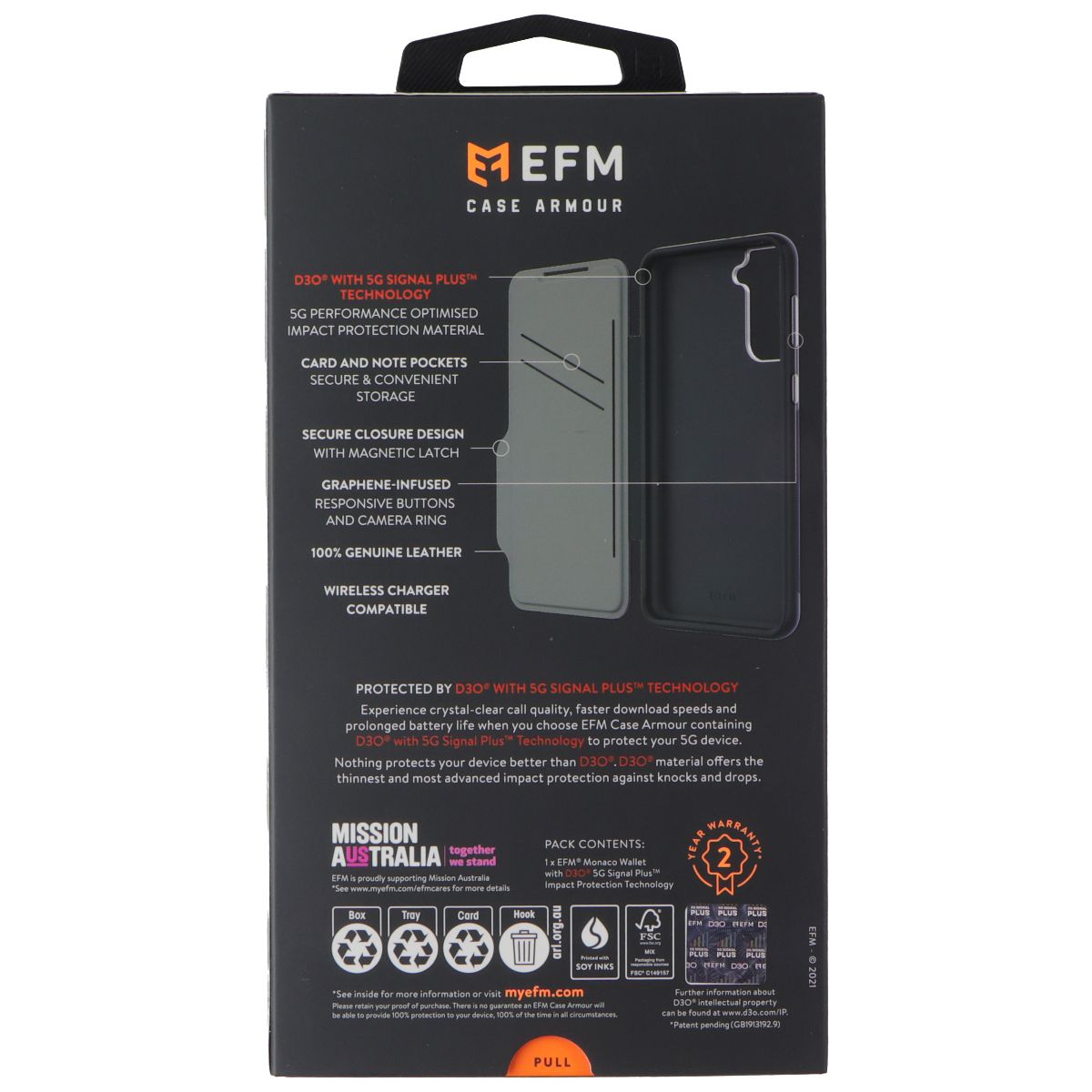 EFM Monaco Hard Folio Case for Samsung Galaxy (S21+) 5G - Black Cell Phone - Cases, Covers & Skins EFM - Simple Cell Bulk Wholesale Pricing - USA Seller