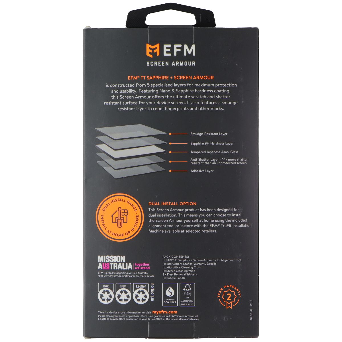 EFM Screen Armour TT Sapphire+ Protector for Oppo Find X2 Lite Cell Phone - Screen Protectors EFM - Simple Cell Bulk Wholesale Pricing - USA Seller