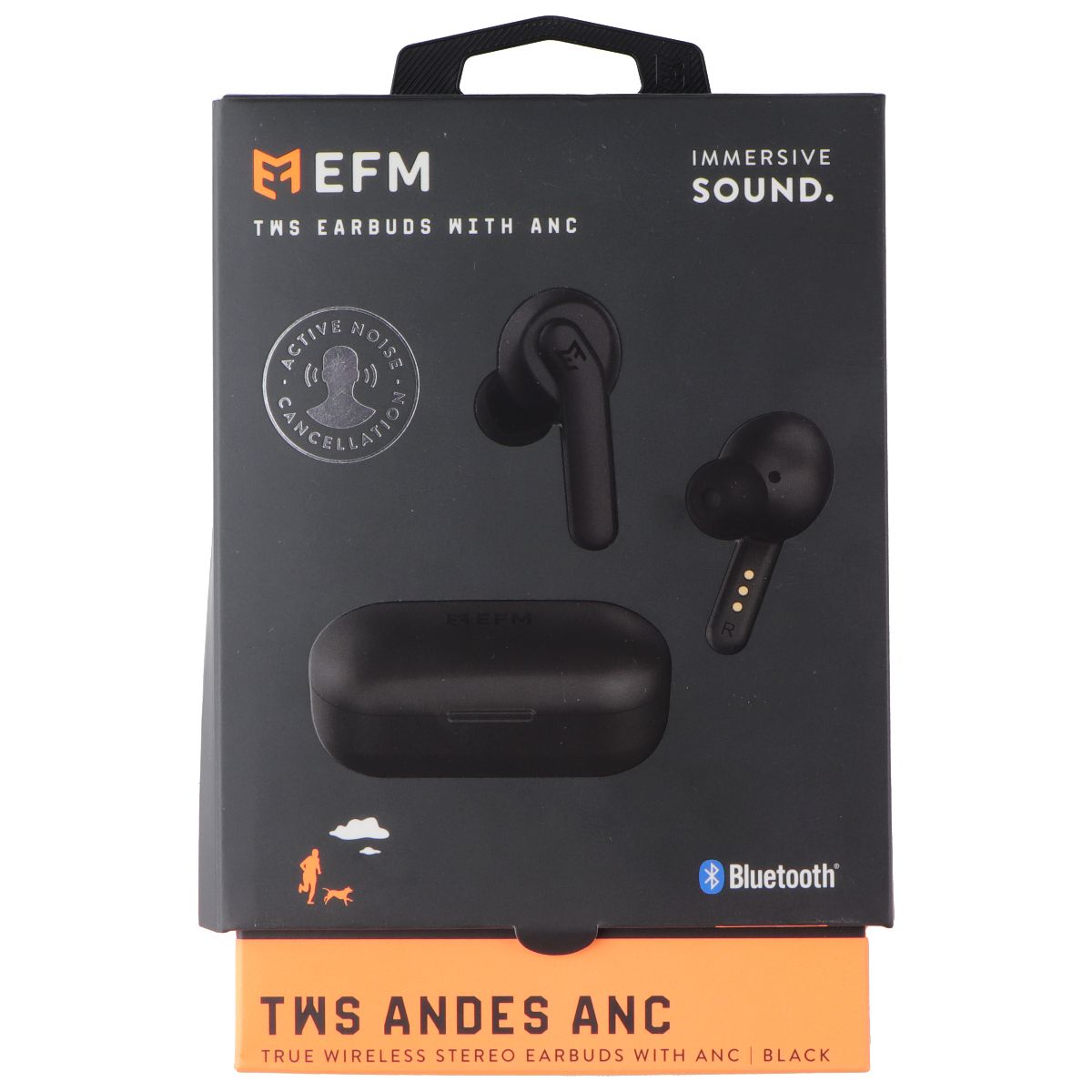 EFM - True Wireless Stereo Earbuds with ANC and Charging Case - Black Portable Audio - Headphones EFM - Simple Cell Bulk Wholesale Pricing - USA Seller