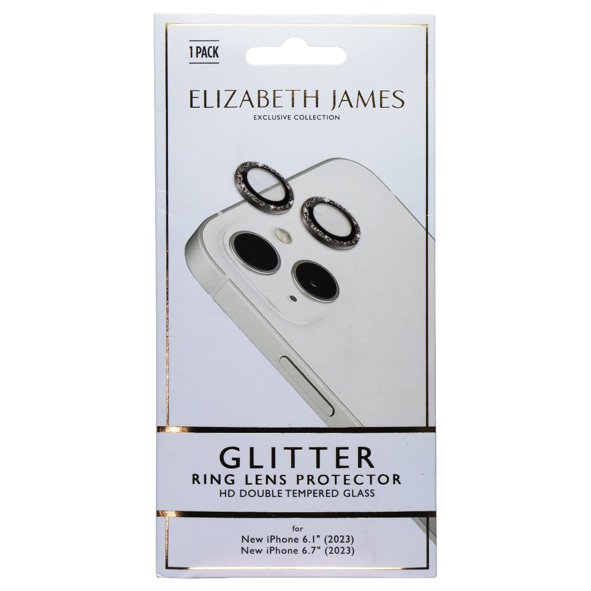 Elizabeth James Ring Lens Protector for iPhone 15/15 Plus - Glitter Cell Phone - Screen Protectors Elizabeth James - Simple Cell Bulk Wholesale Pricing - USA Seller