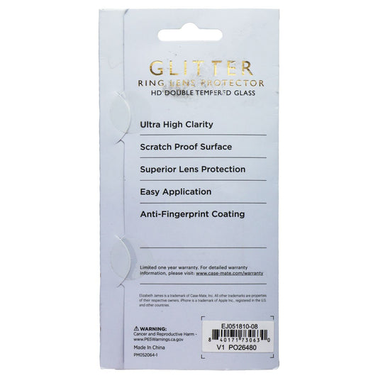 Elizabeth James Ring Lens Protector for iPhone 15/15 Plus - Glitter Cell Phone - Screen Protectors Elizabeth James - Simple Cell Bulk Wholesale Pricing - USA Seller