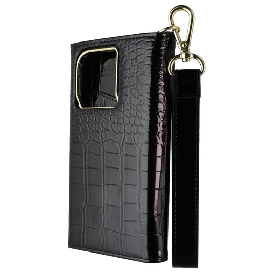 Elizabeth James Wristlet Folio Case For MagSafe for iPhone 15 Pro - Black Croc Cell Phone - Cases, Covers & Skins Elizabeth James    - Simple Cell Bulk Wholesale Pricing - USA Seller