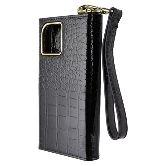 Elizabeth James Wristlet Folio for MagSafe for iPhone 15/14/13 - Black Croc