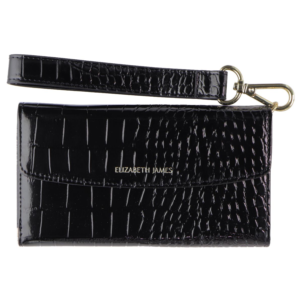Elizabeth James Wristlet Folio for MagSafe for iPhone 15/14/13 - Black Croc Cell Phone - Cases, Covers & Skins Elizabeth James - Simple Cell Bulk Wholesale Pricing - USA Seller