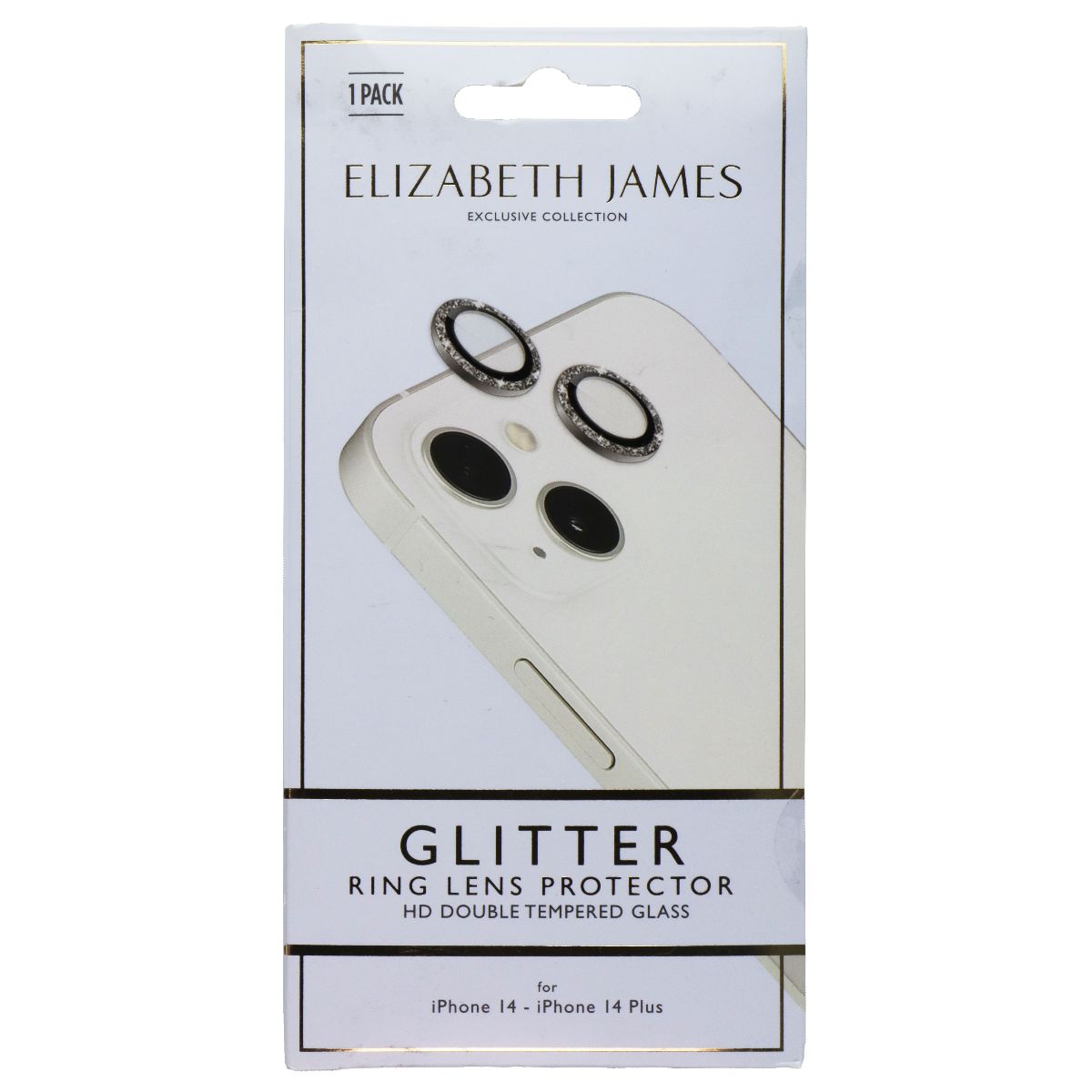 Elizabeth James Ring Lens Protector for iPhone 14/14 Plus - Glitter Cell Phone - Screen Protectors Elizabeth James - Simple Cell Bulk Wholesale Pricing - USA Seller