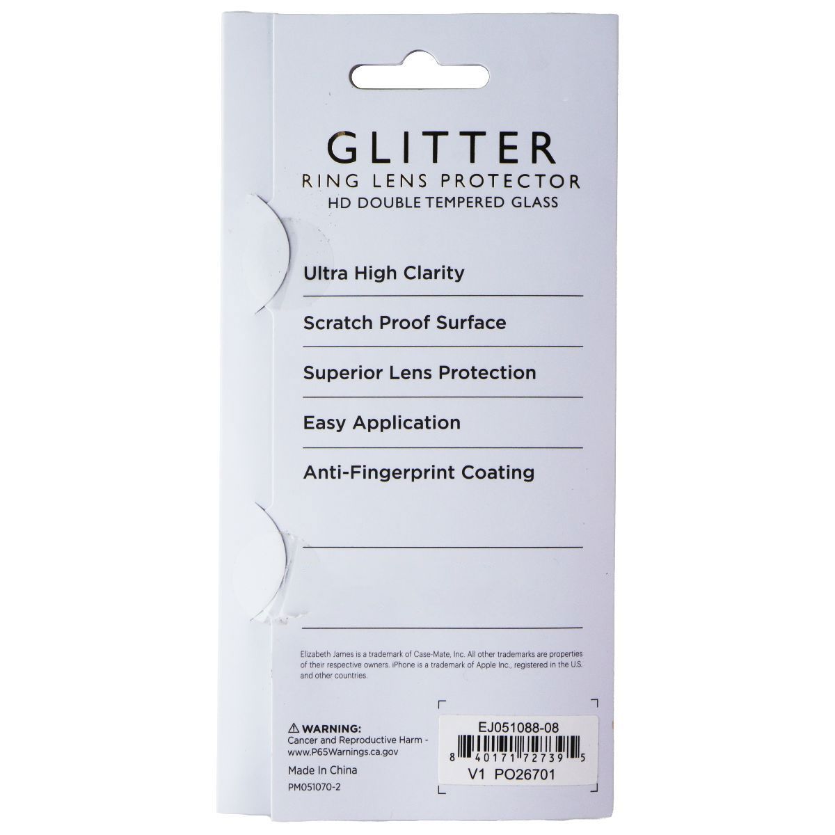 Elizabeth James Ring Lens Protector for iPhone 14/14 Plus - Glitter Cell Phone - Screen Protectors Elizabeth James - Simple Cell Bulk Wholesale Pricing - USA Seller